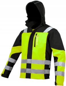 Kurtka robocza Softshell z kapturem Classic-Vis żółty zielony