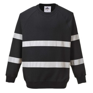 Bluza robocza dresowa z pasami odblaskowymi czarna